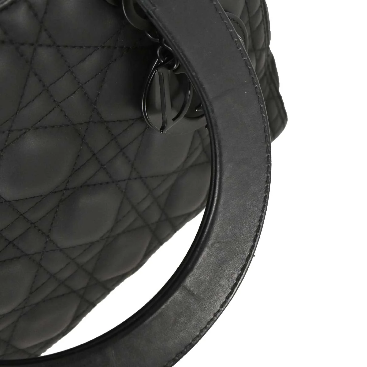 Christian Dior Black Lambskin Lady Dior Cannage Handbag - Image 7