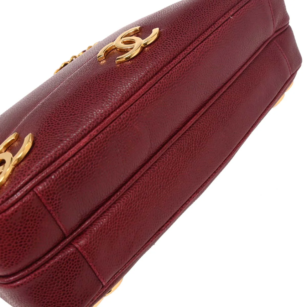 Chanel 1994-1996 Bordeaux Caviar Triple CC Shoulder Tote Bag - Image 3