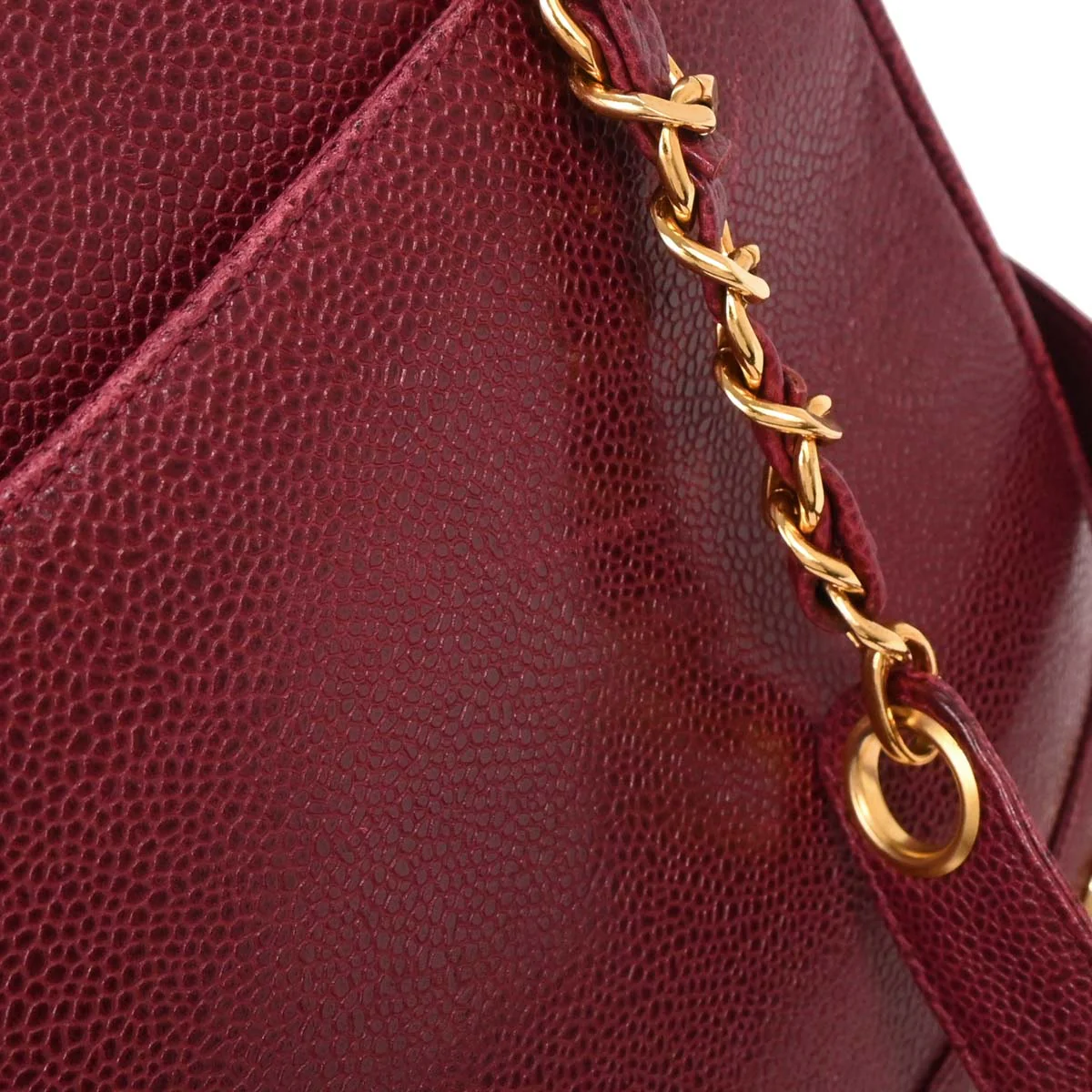Chanel 1994-1996 Bordeaux Caviar Triple CC Shoulder Tote Bag - Image 6