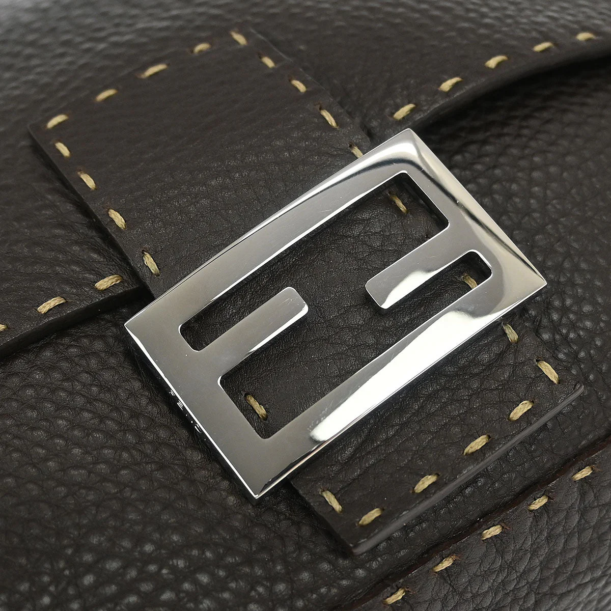 Fendi Brown Leather Mamma Baguette Handbag - Image 4