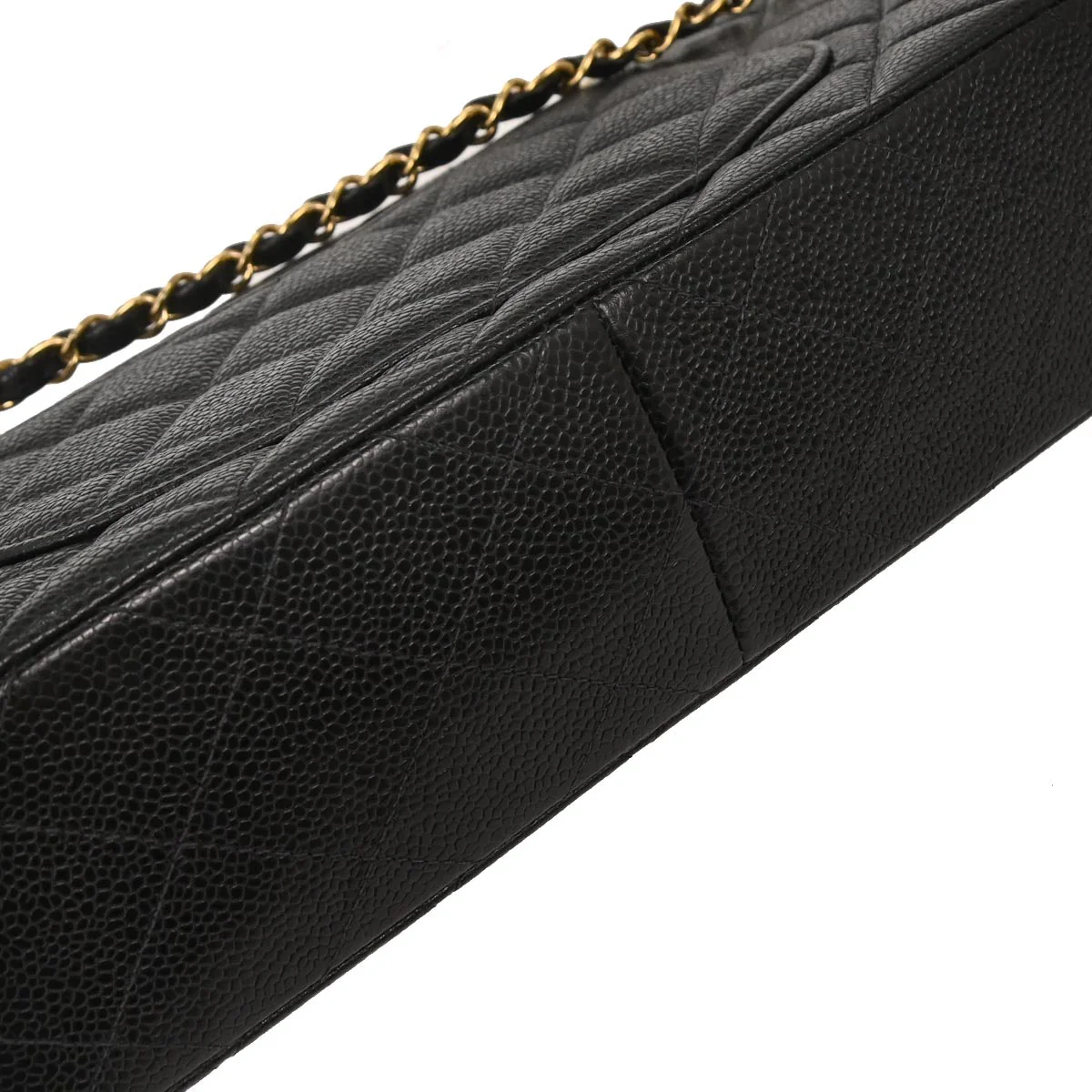 Chanel Black Caviar Double Flap Shoulder Bag - Image 3