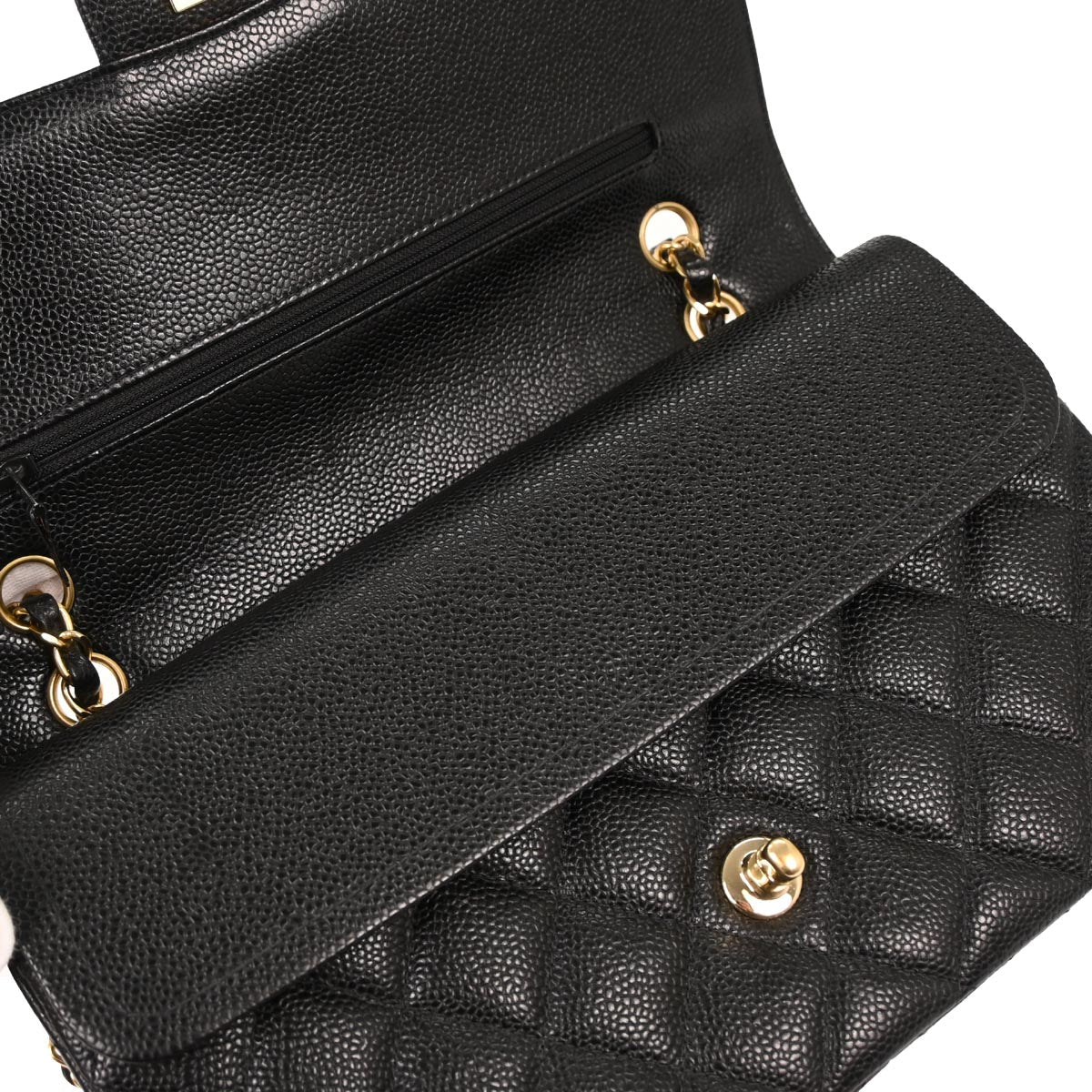 Chanel Black Caviar Double Flap Shoulder Bag - Image 6