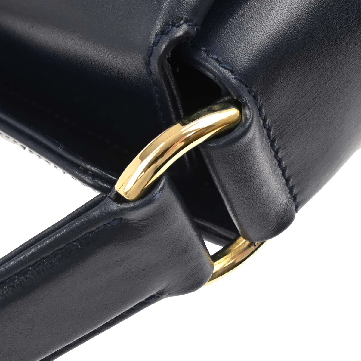Gucci Navy Leather Bamboo Handbag - Image 5