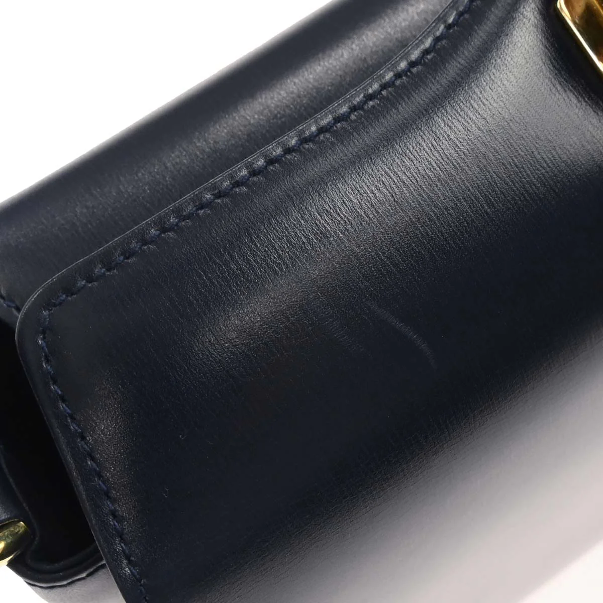 Gucci Navy Leather Bamboo Handbag - Image 7