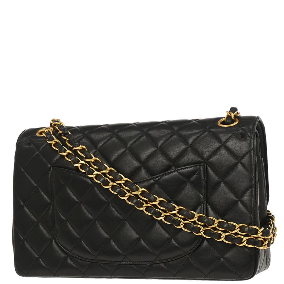 Chanel 1994-1996 Black Lambskin Paris Medium Double Flap Shoulder Bag - Image 2