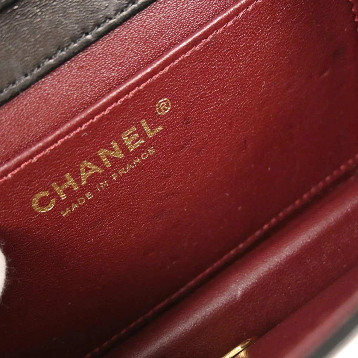 Chanel 2006-2008 Black Lambskin Turnlock Mini Full Flap Shoulder Bag - Image 8