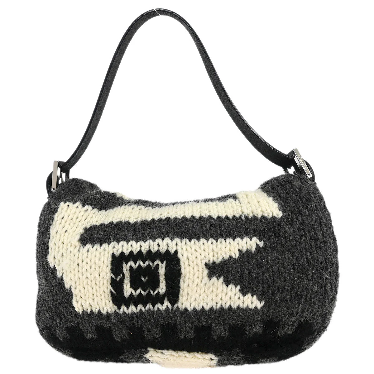 Fendi Gray Wool Baguette Handbag - Image 2