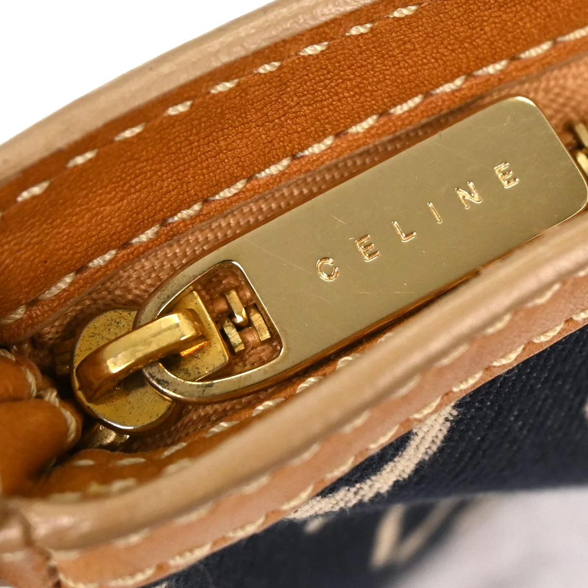 Celine Navy Cotton Macadam C Handbag - Image 5