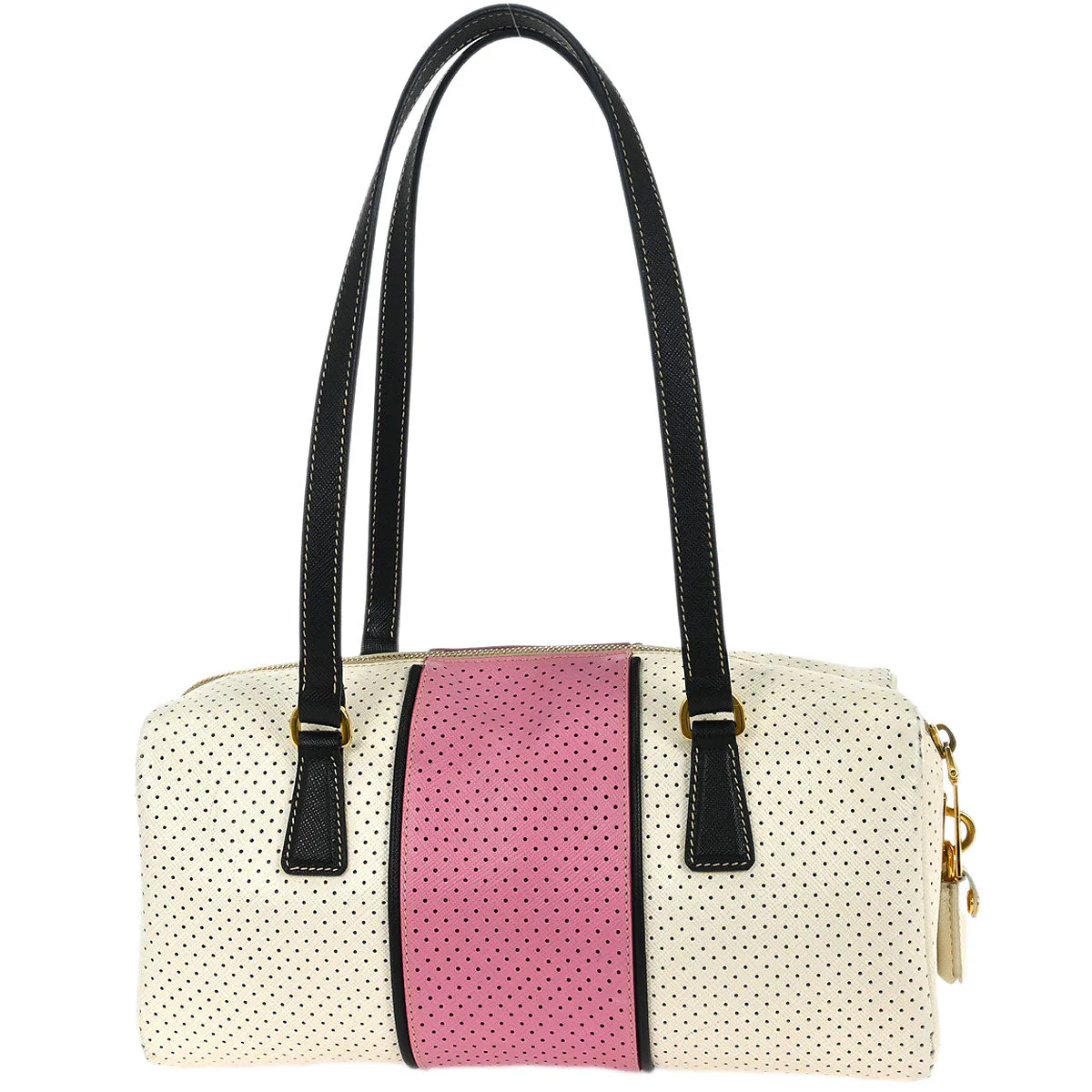 Prada White Pink Perforated Shoulder Bag - Image 2