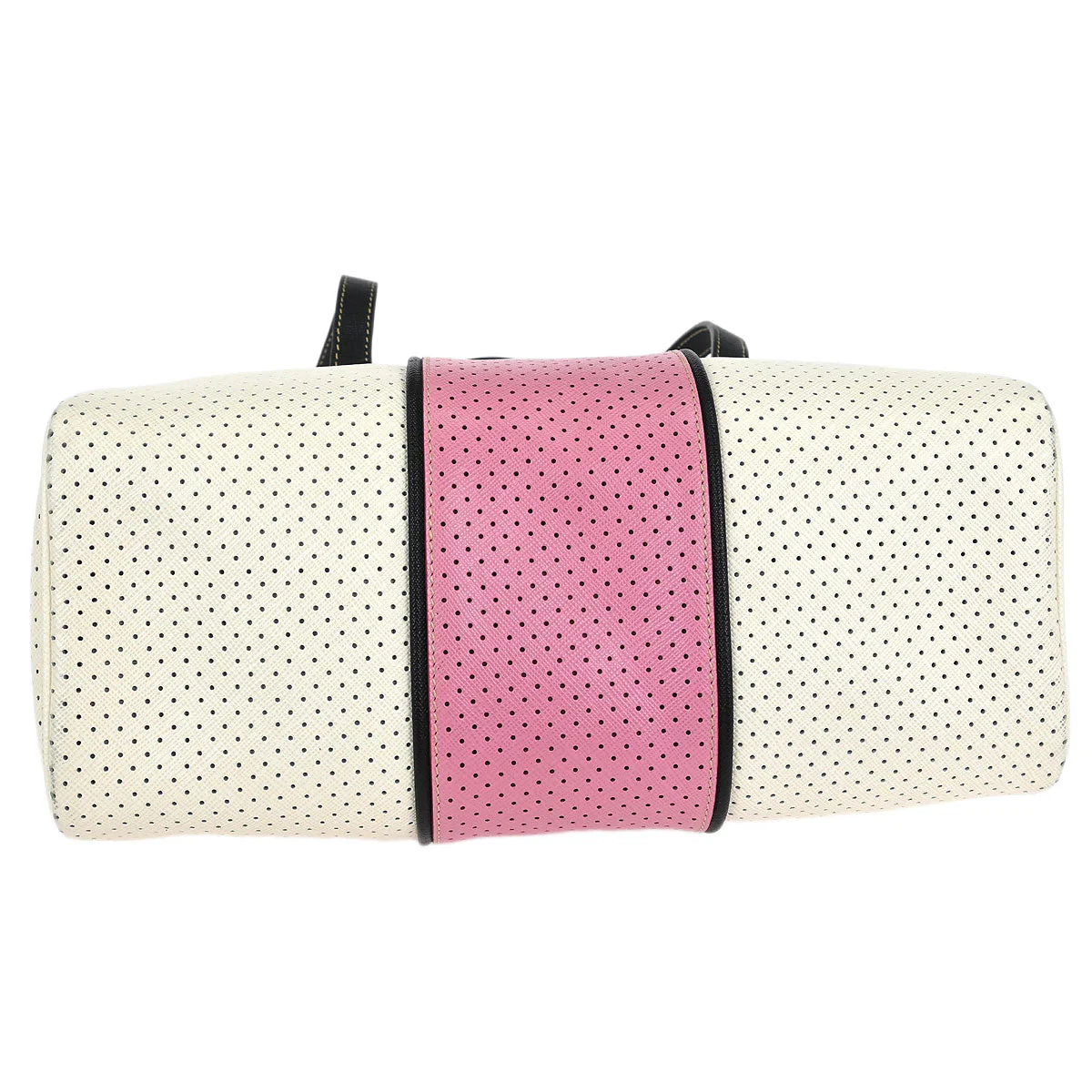 Prada White Pink Perforated Shoulder Bag - Image 3