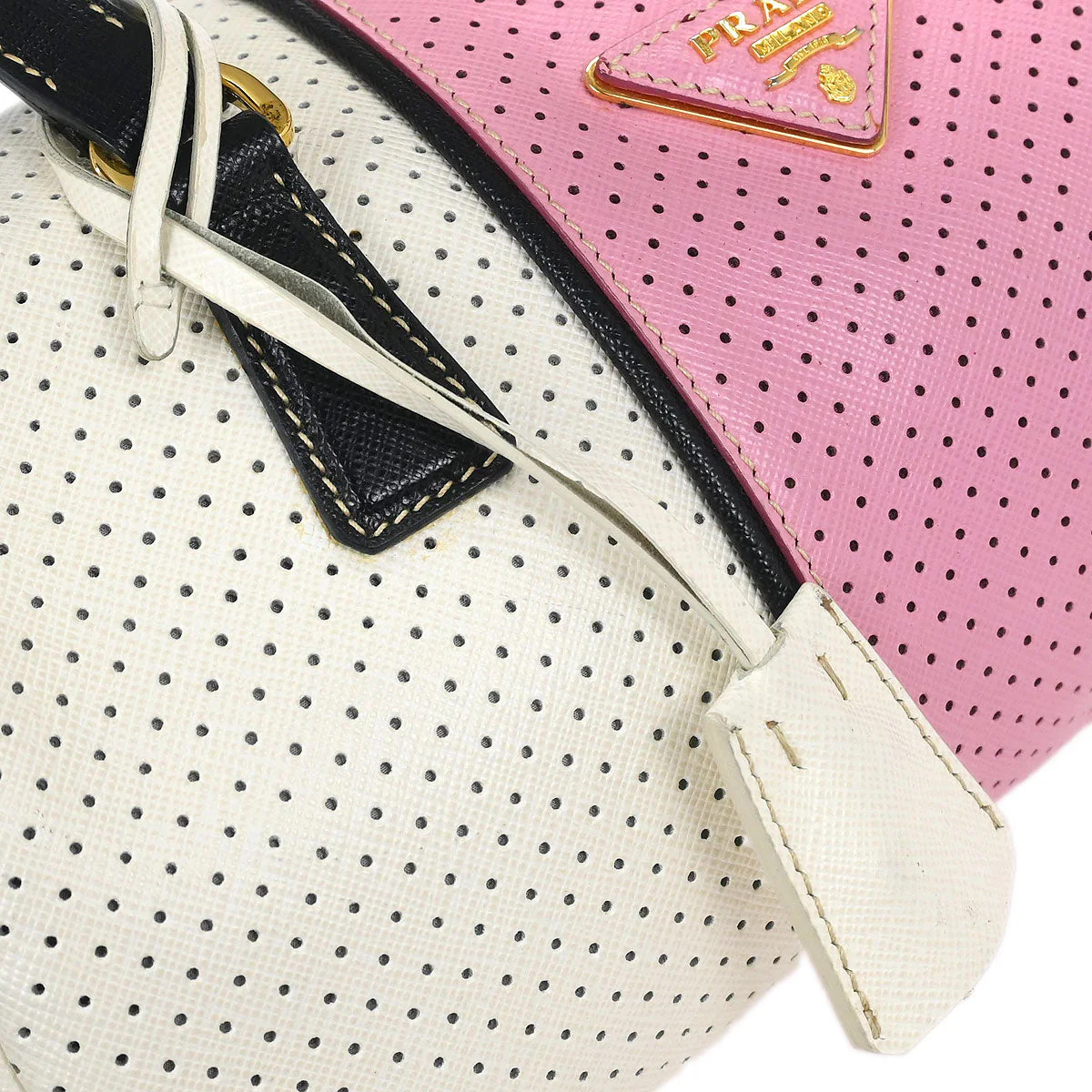 Prada White Pink Perforated Shoulder Bag - Image 5