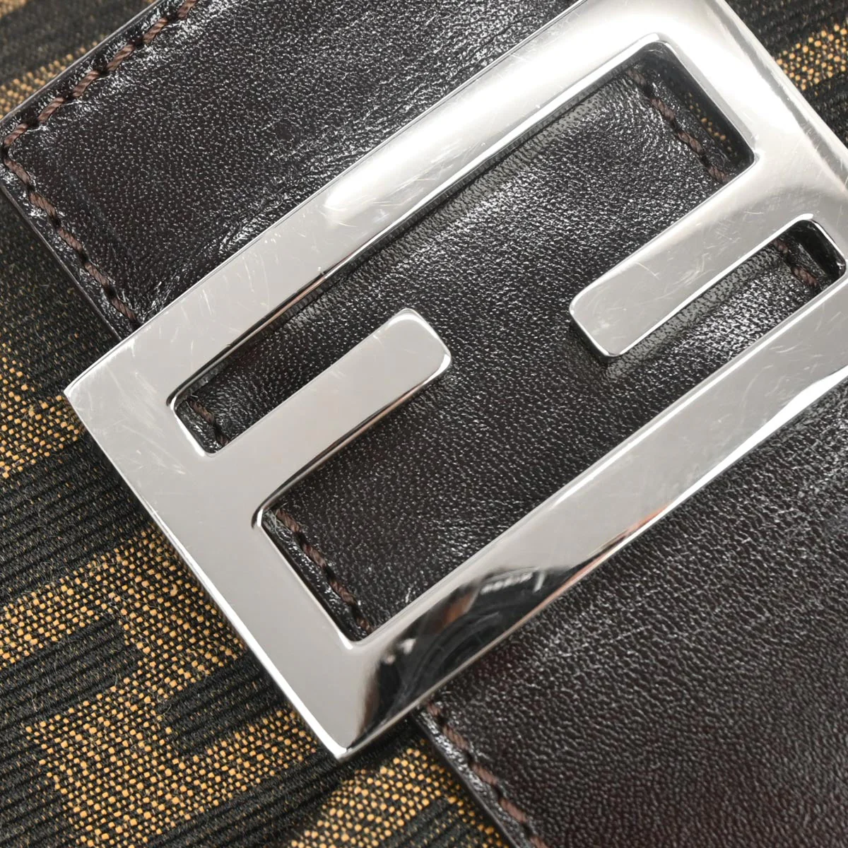 Fendi Brown Zucca Baguette Handbag - Image 4