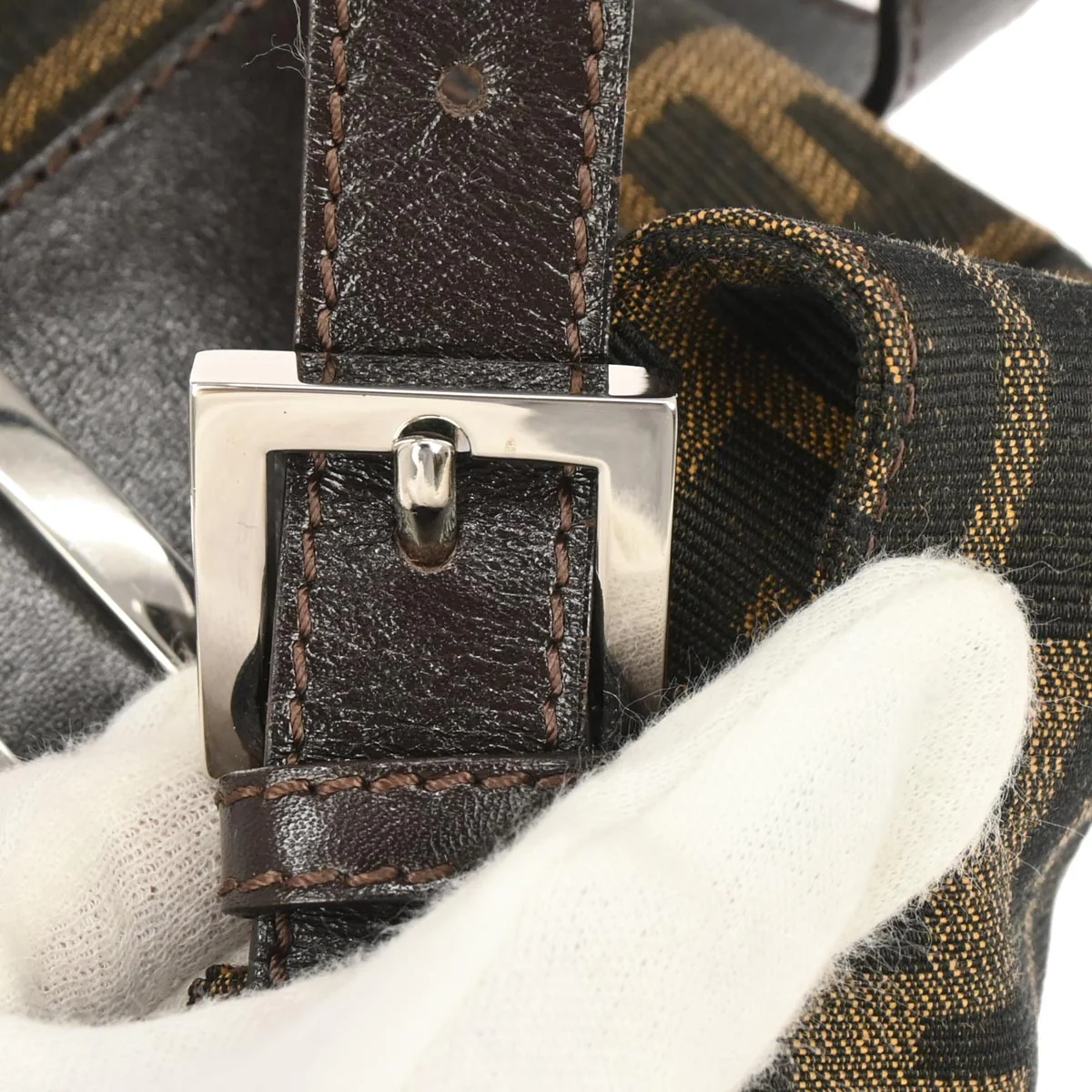 Fendi Brown Zucca Baguette Handbag - Image 5