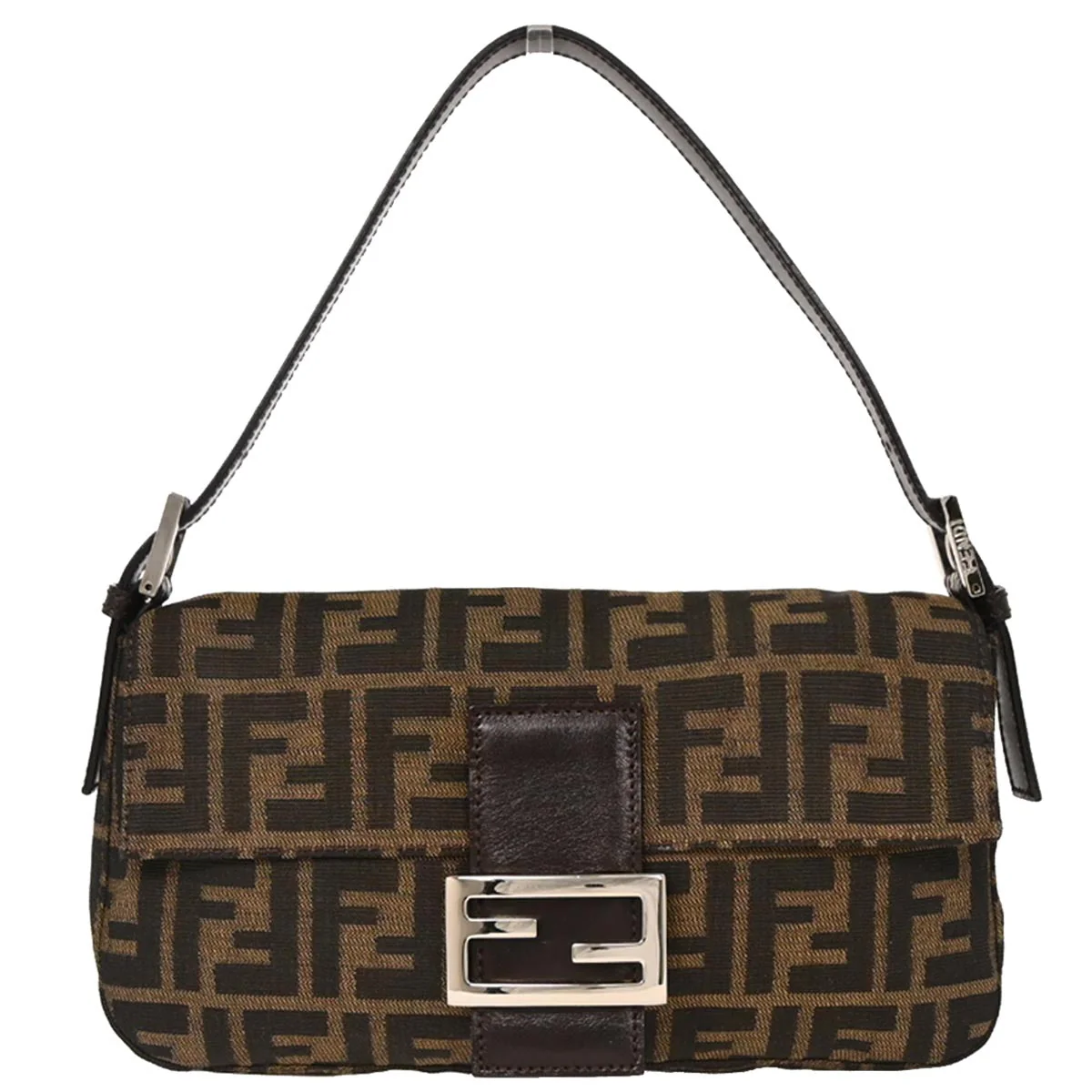 Fendi Brown Canvas Zucca Baguette Handbag