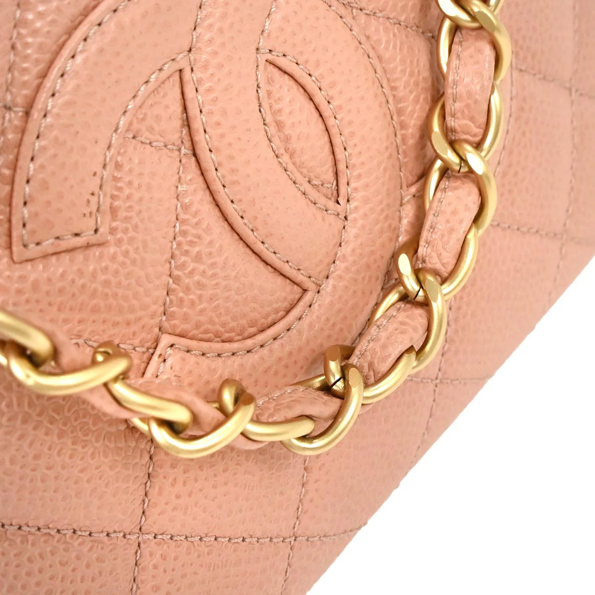 Chanel Pink Caviar Tote Chain Handbag - Image 5