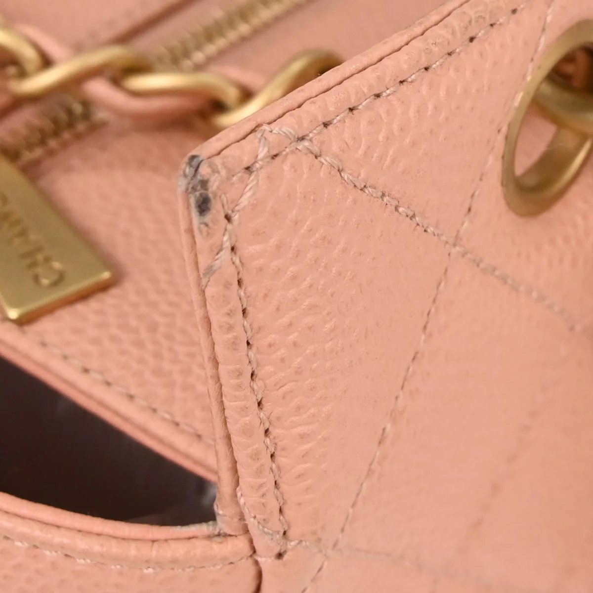 Chanel Pink Caviar Tote Chain Handbag - Image 6
