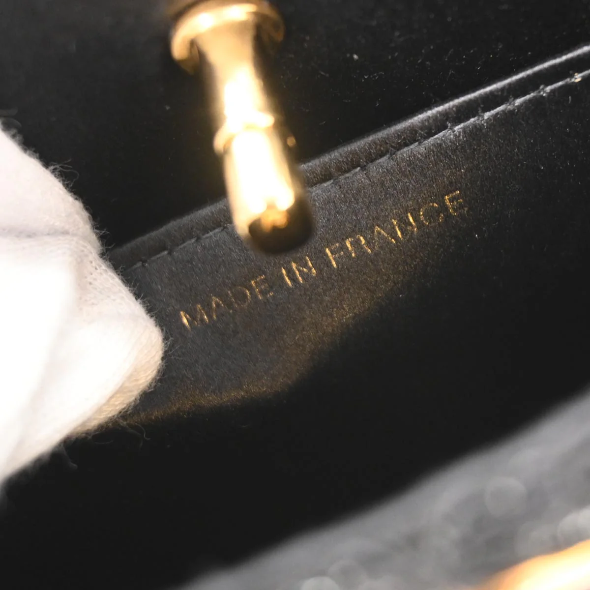 Chanel Black Satin Lace Handbag - Image 10