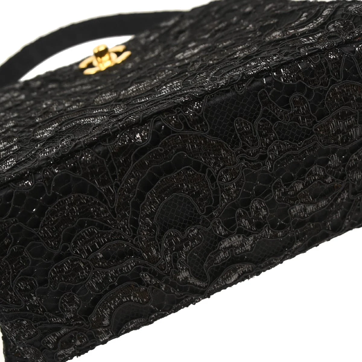 Chanel Black Satin Lace Handbag - Image 4