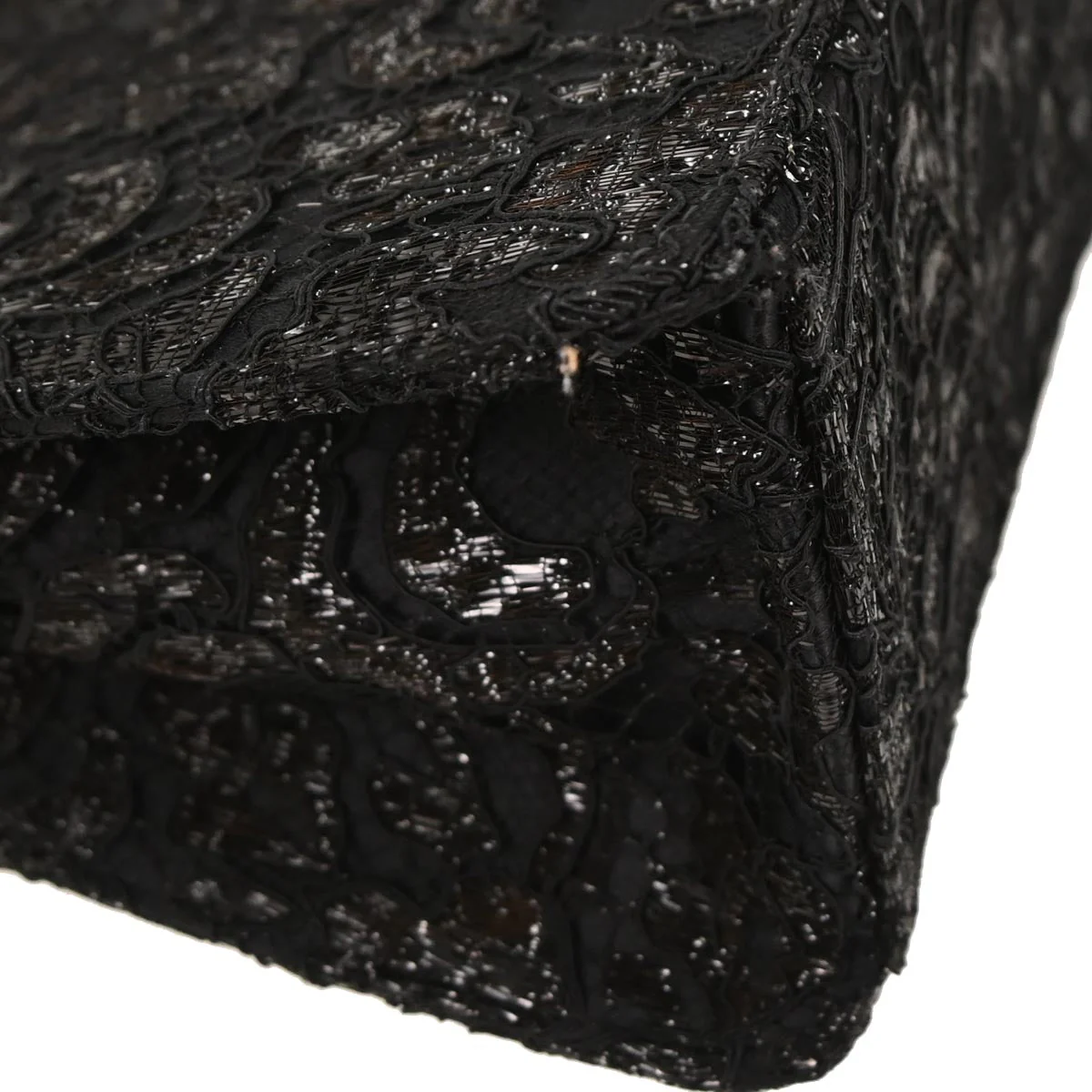 Chanel Black Satin Lace Handbag - Image 5