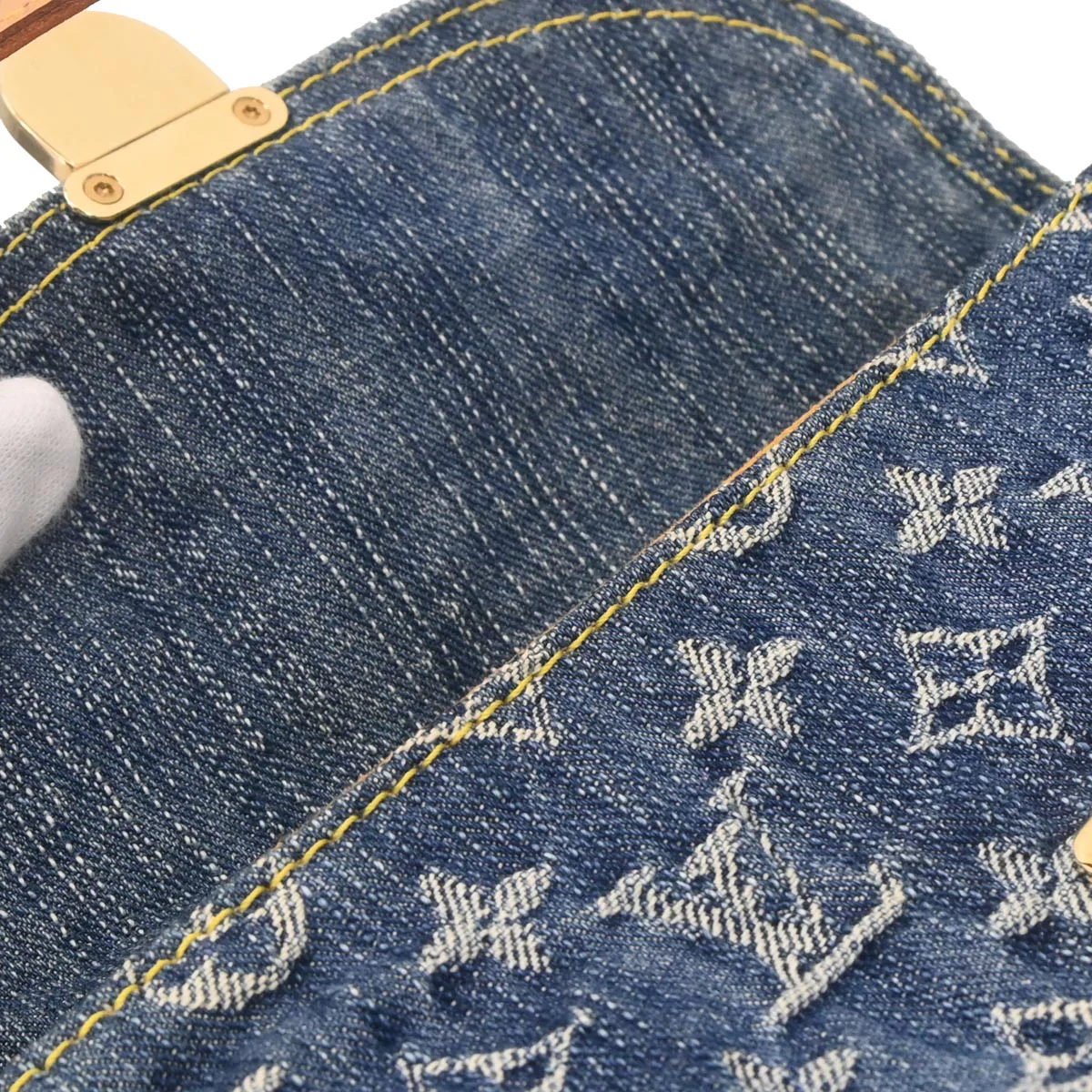 Louis Vuitton Blue Monogram Denim Mini Pleaty Handbag M95050 - Image 7