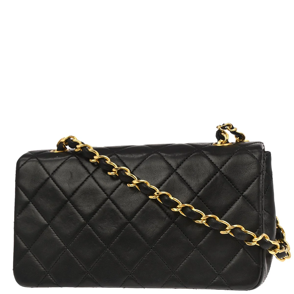 Chanel 1989-1991 Black Lambskin Turnlock Mini Full Flap Shoulder Bag - Image 2