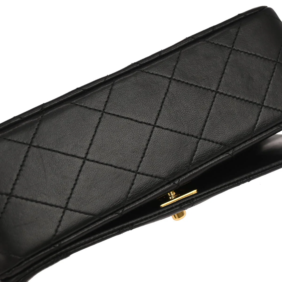 Chanel 1989-1991 Black Lambskin Turnlock Mini Full Flap Shoulder Bag - Image 3