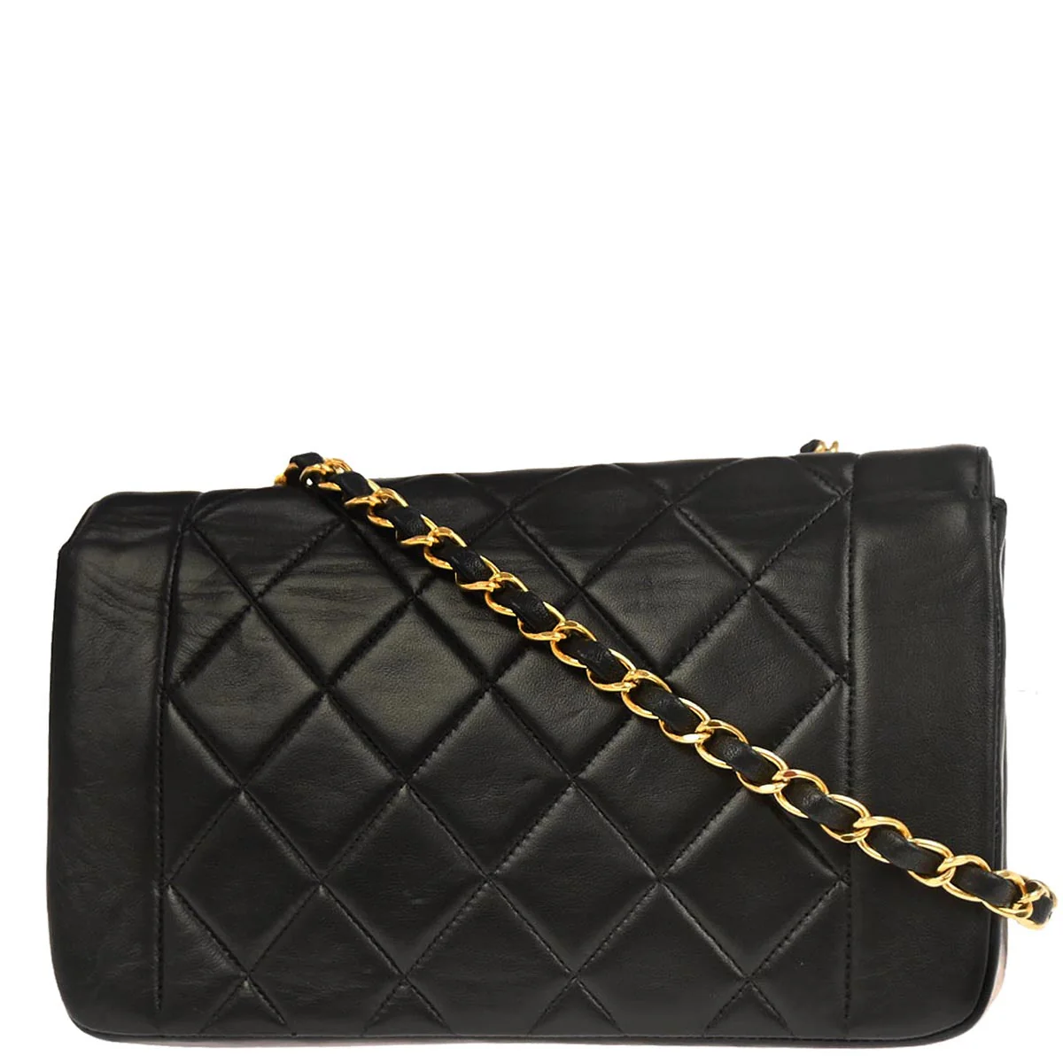 Chanel 1991-1994 Black Lambskin Small Diana Shoulder Bag - Image 2