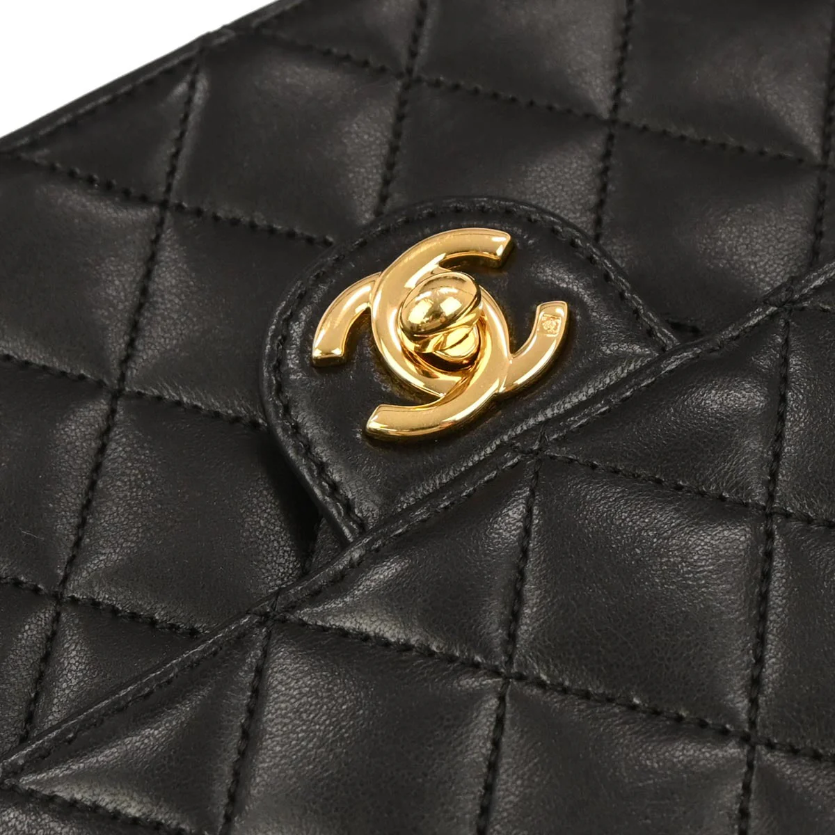 Chanel 2006-2008 Black Lambskin Turnlock Medium Half Flap Shoulder Bag - Image 5