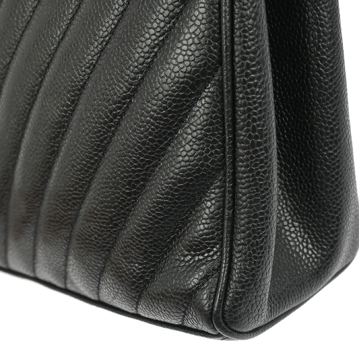 Chanel Black Calfskin Chevron Shoulder Bag - Image 3