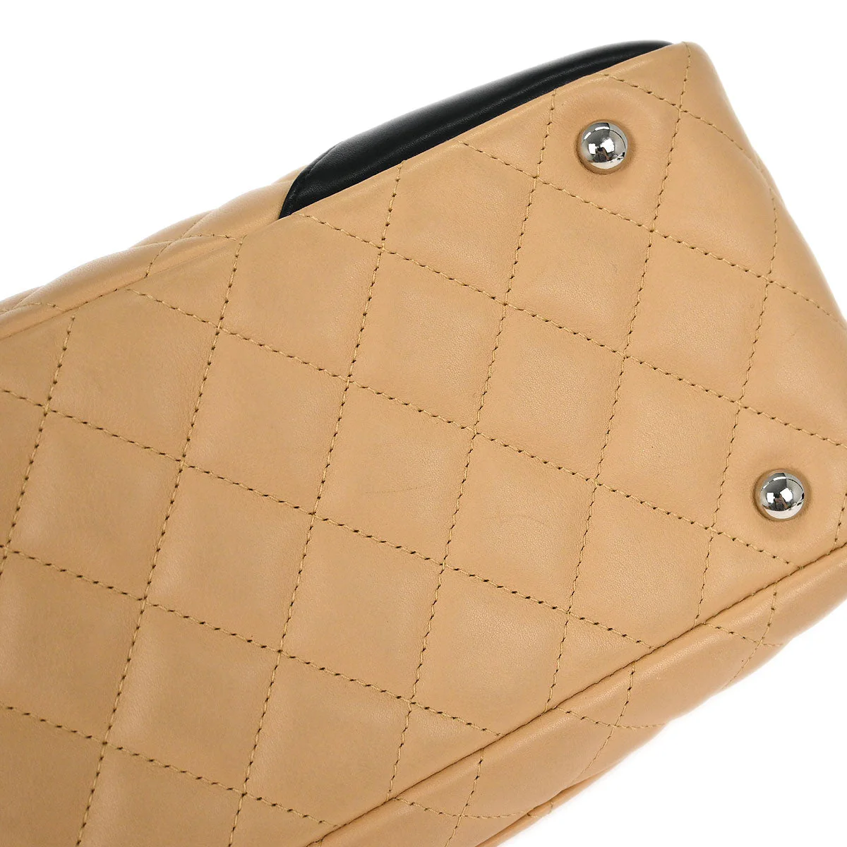 Chanel Beige Black Calfskin Cambon Ligne Bowling Bag - Image 4