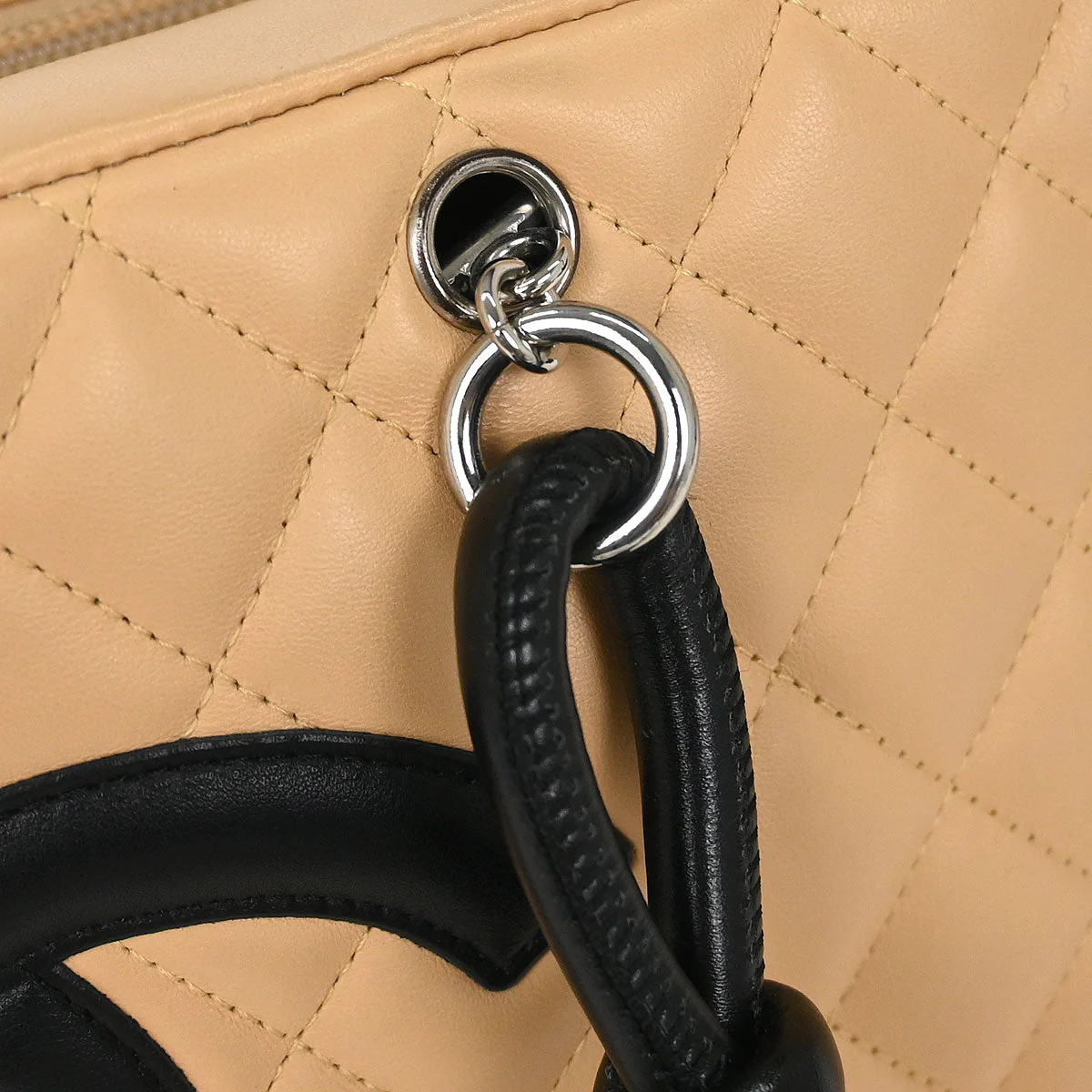 Chanel Beige Black Calfskin Cambon Ligne Bowling Bag - Image 5
