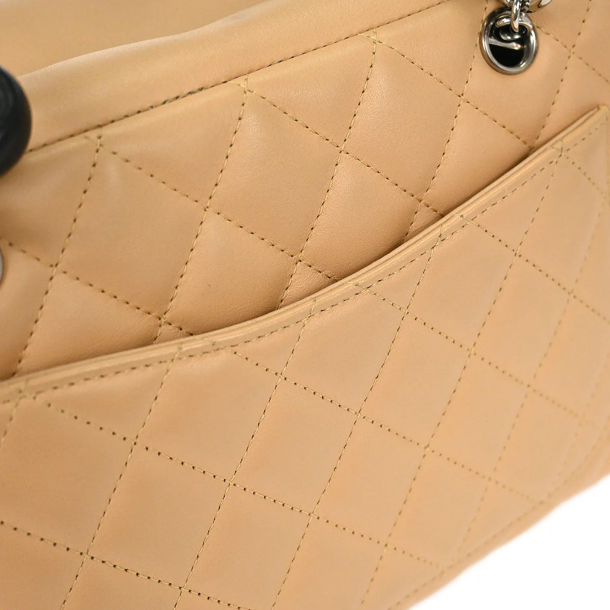 Chanel Beige Black Calfskin Cambon Ligne Bowling Bag - Image 7