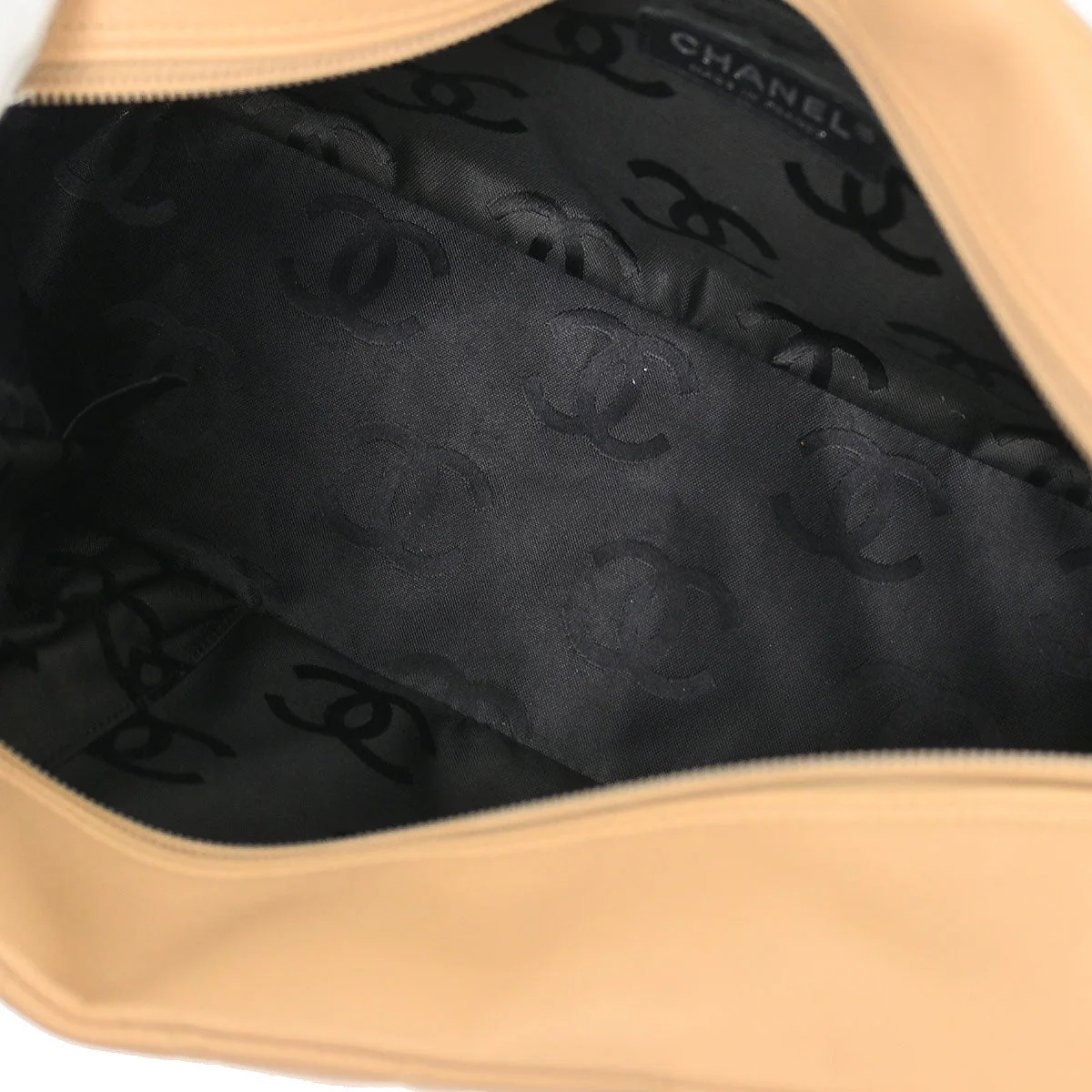 Chanel Beige Black Calfskin Cambon Ligne Bowling Bag - Image 8