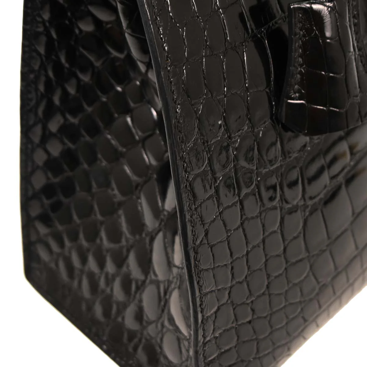 Hermes * Black Alligator Kelly 28 Sellier 2way Shoulder Handbag - Image 7
