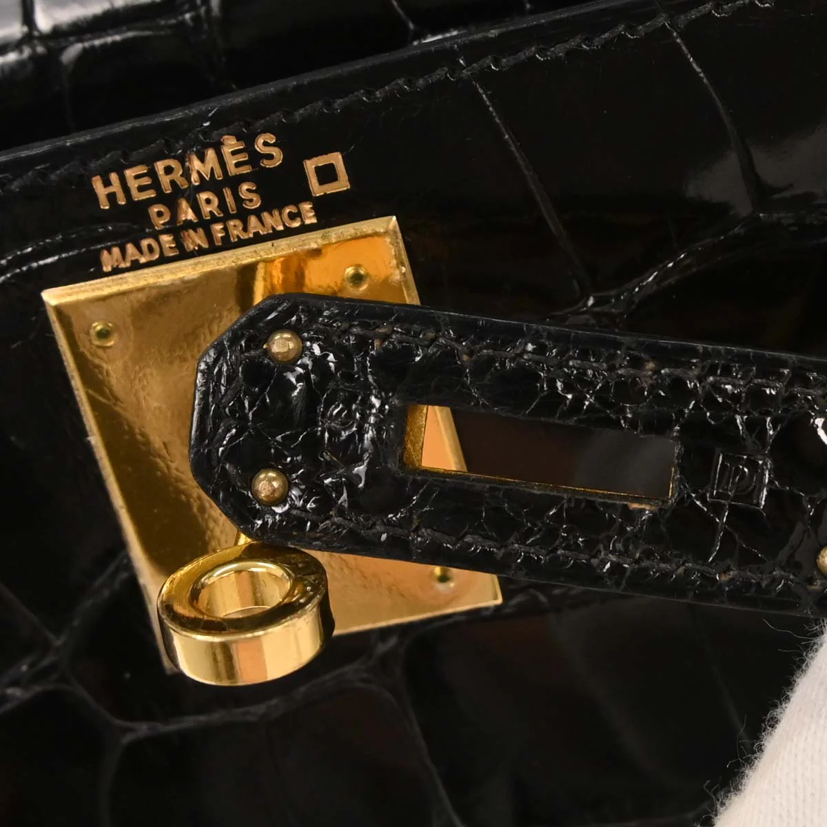 Hermes * Black Alligator Kelly 28 Sellier 2way Shoulder Handbag - Image 9