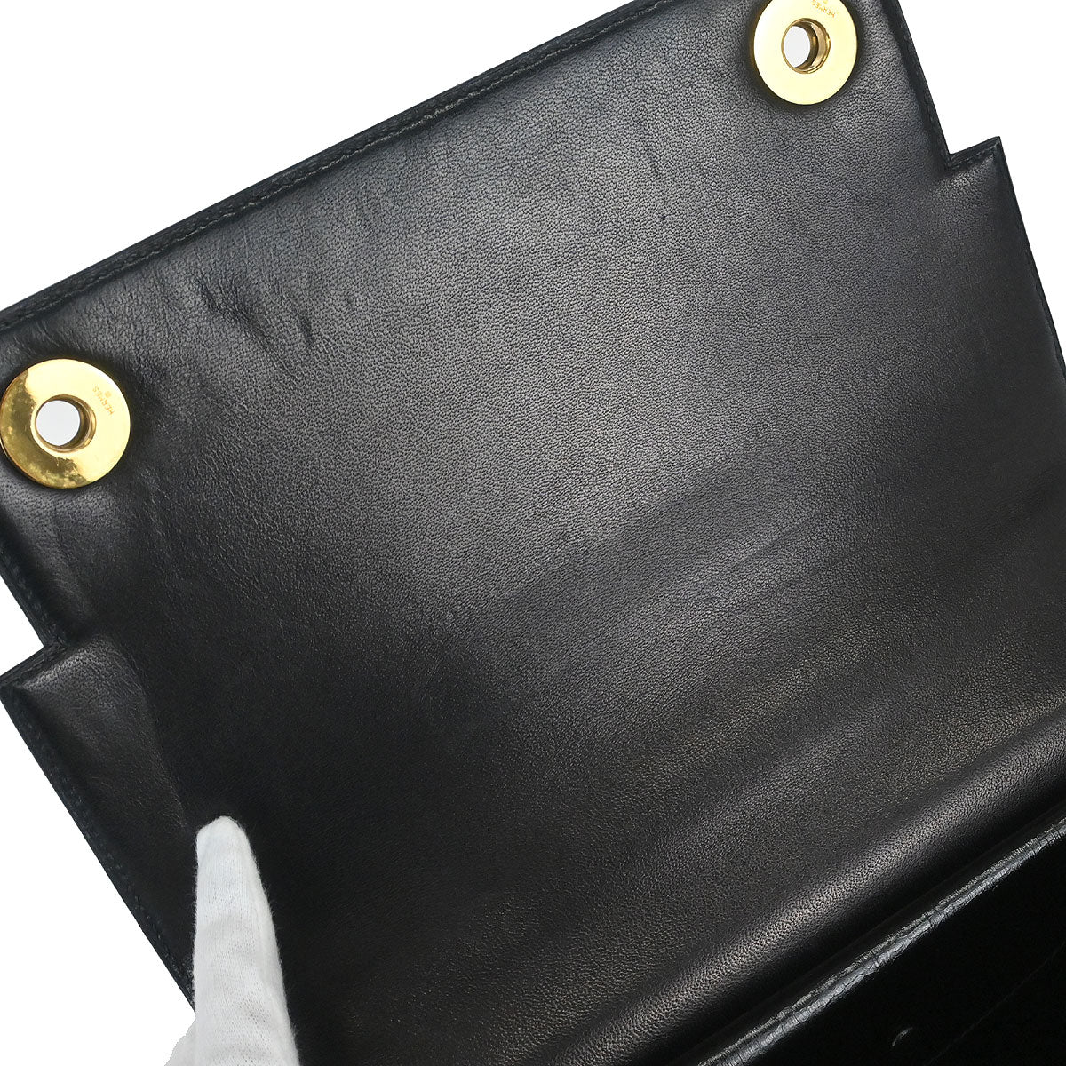 Hermes Black Box Calf Piano Handbag - Image 8