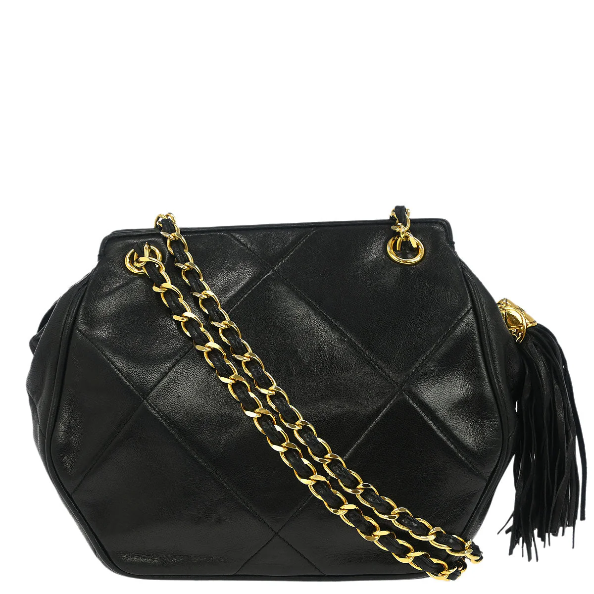 Chanel 1989-1991 Black Lambskin Shoulder Bag - Image 2