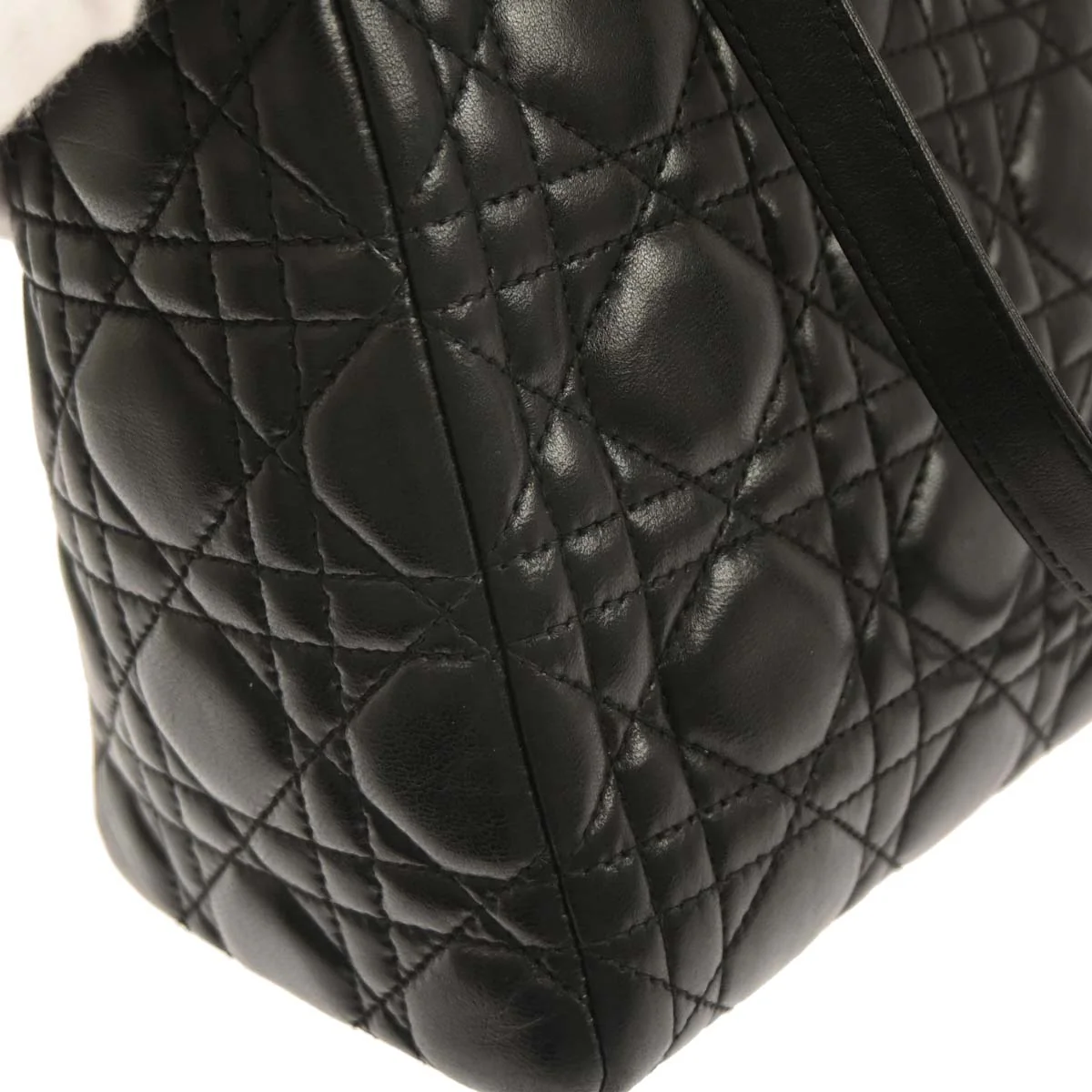 Christian Dior Black Lambskin Medium Lady Dior Cannage 2way Shoulder Handbag - Image 5