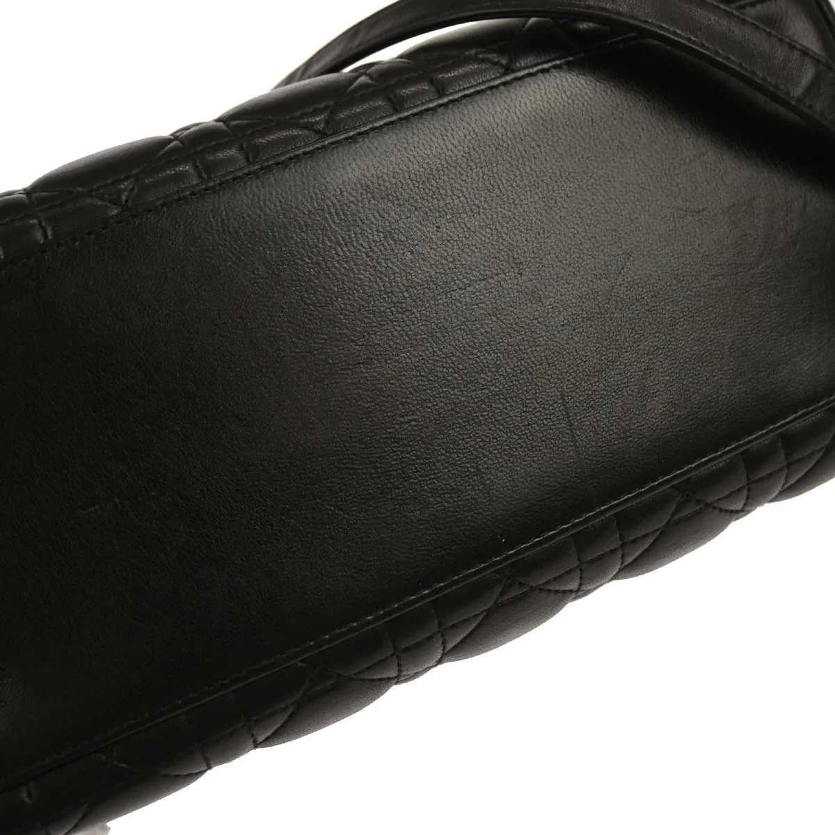 Christian Dior Black Lambskin Medium Lady Dior Cannage 2way Shoulder Handbag - Image 6