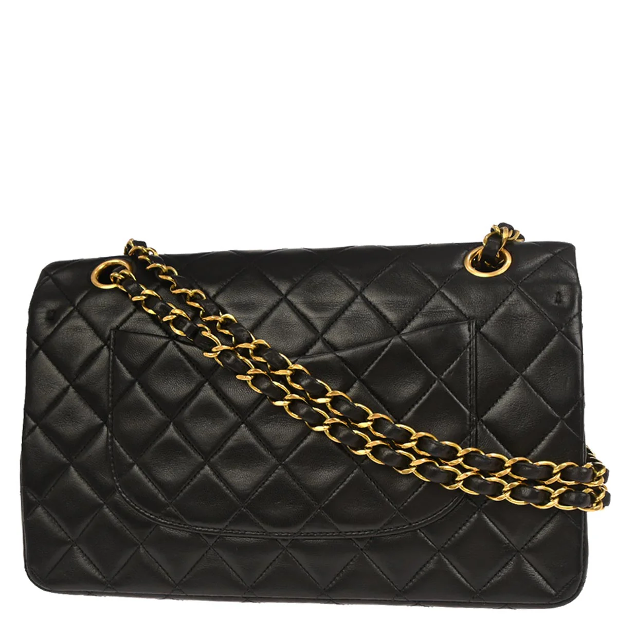 Chanel 1994-1996 Black Lambskin Medium Classic Double Flap Shoulder Bag - Image 2