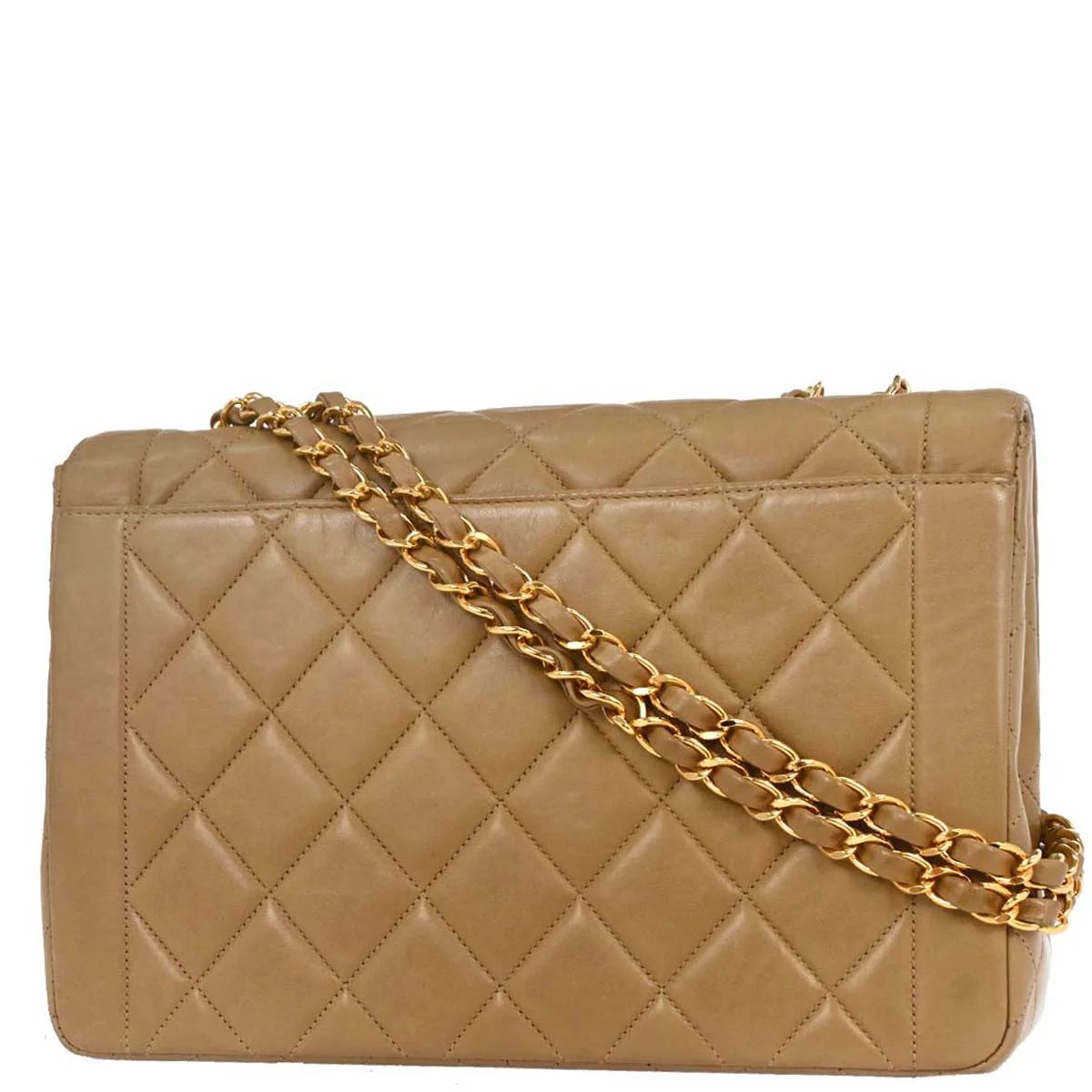 Chanel 1994-1996 Beige Lambskin Medium Single Flap Shoulder Bag - Image 2