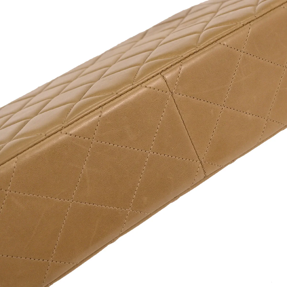 Chanel 1994-1996 Beige Lambskin Medium Single Flap Shoulder Bag - Image 3