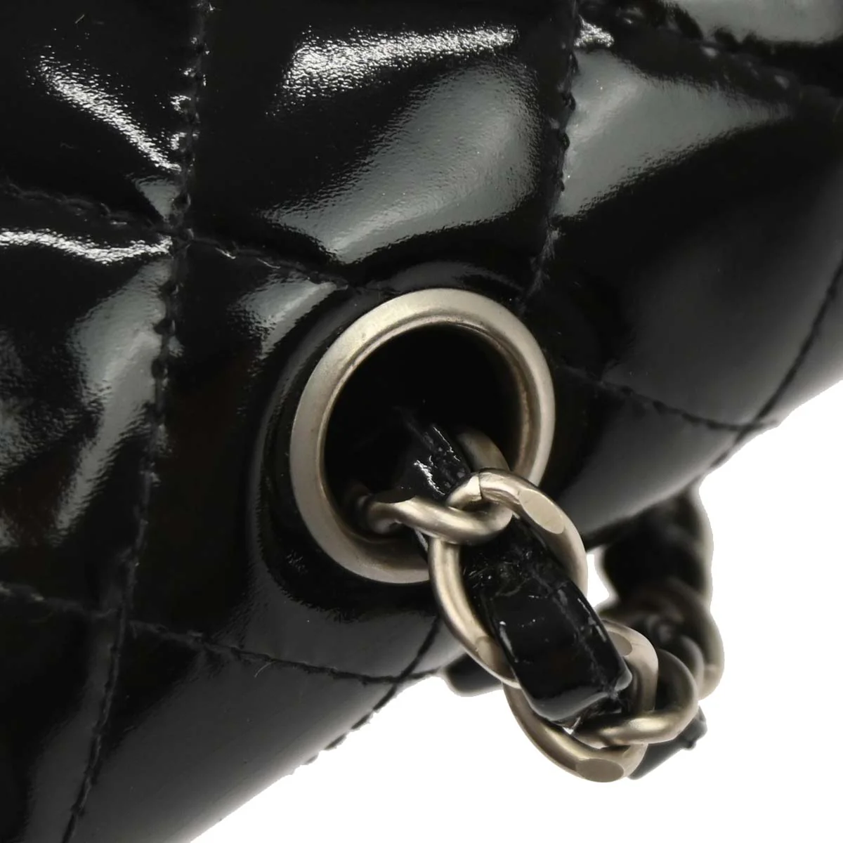 Chanel 2000-2002 Black Patent Leather Medium Classic Double Flap Shoulder Bag - Image 6