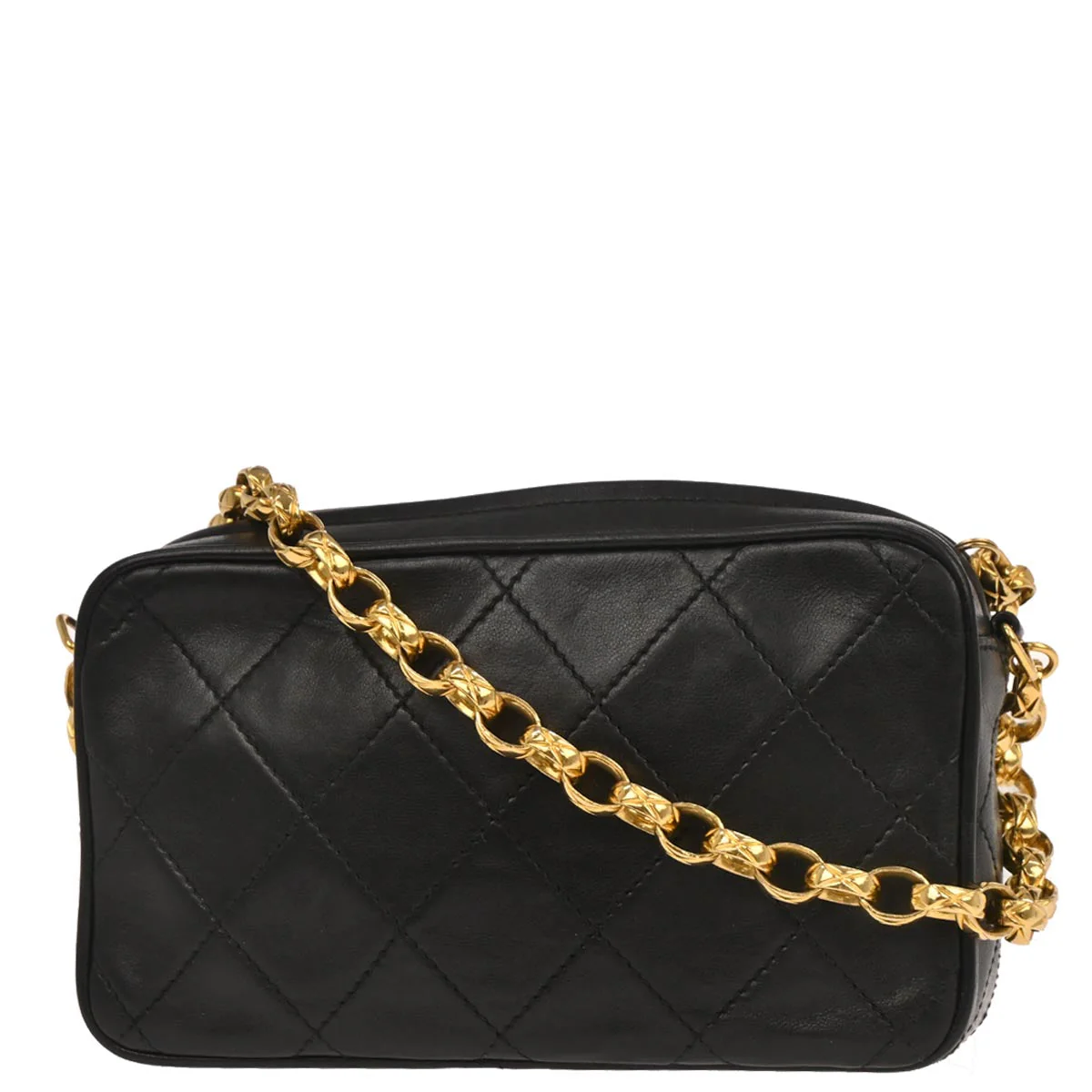 Chanel 1991-1994 Black Lambskin Camera Bag - Image 2