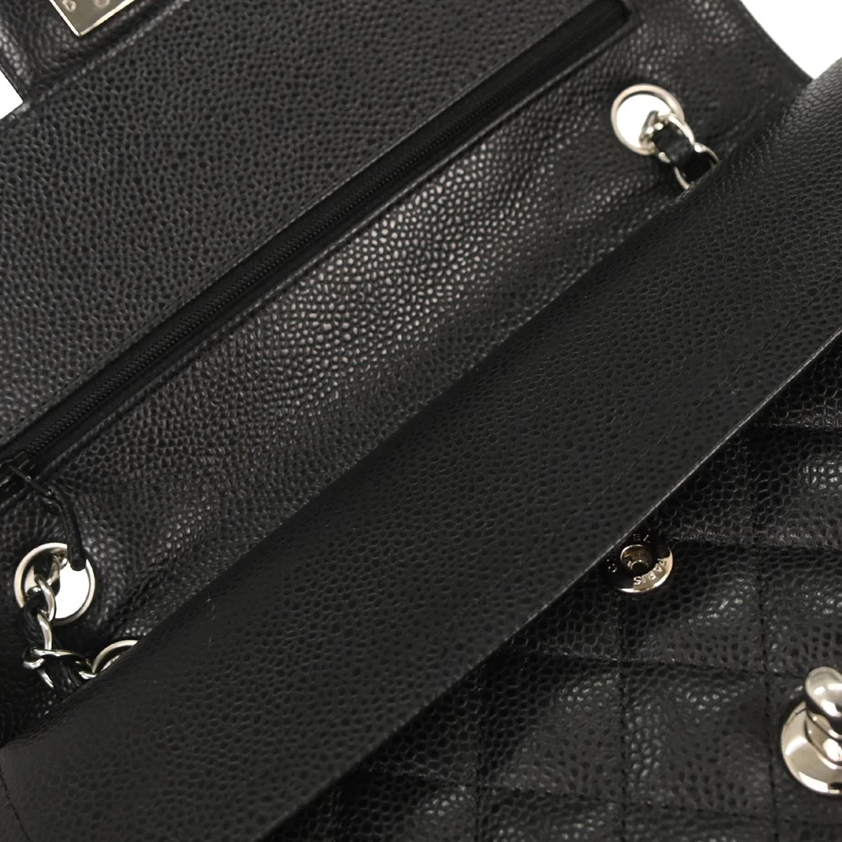 Chanel 2012 Black Caviar Medium Classic Double Flap Shoulder Bag - Image 6