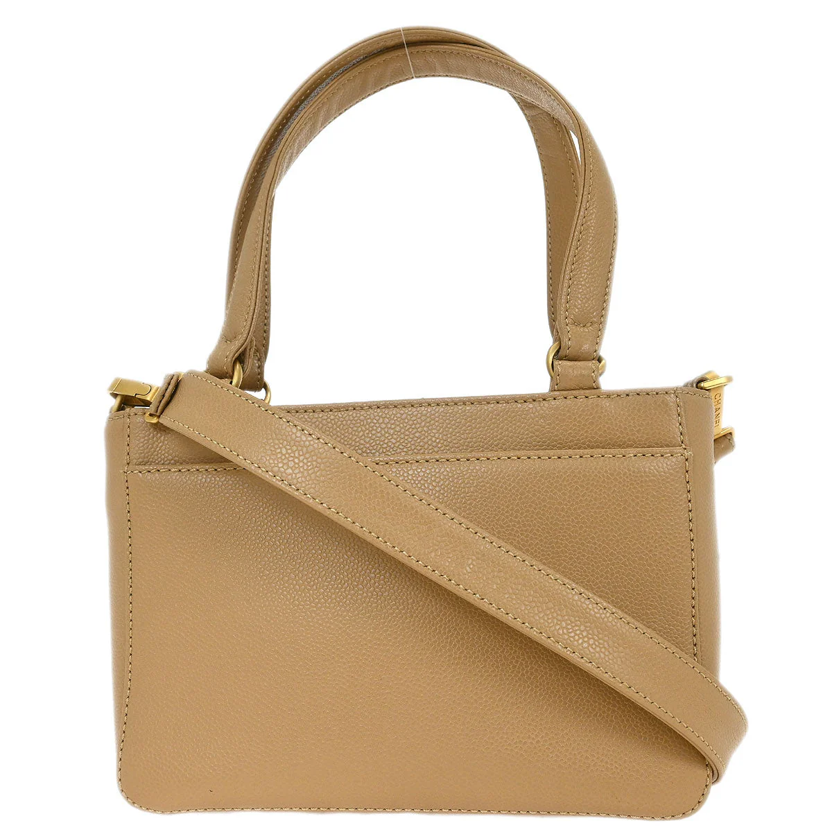 Chanel Beige Caviar 2way Shoulder Tote Bag - Image 2