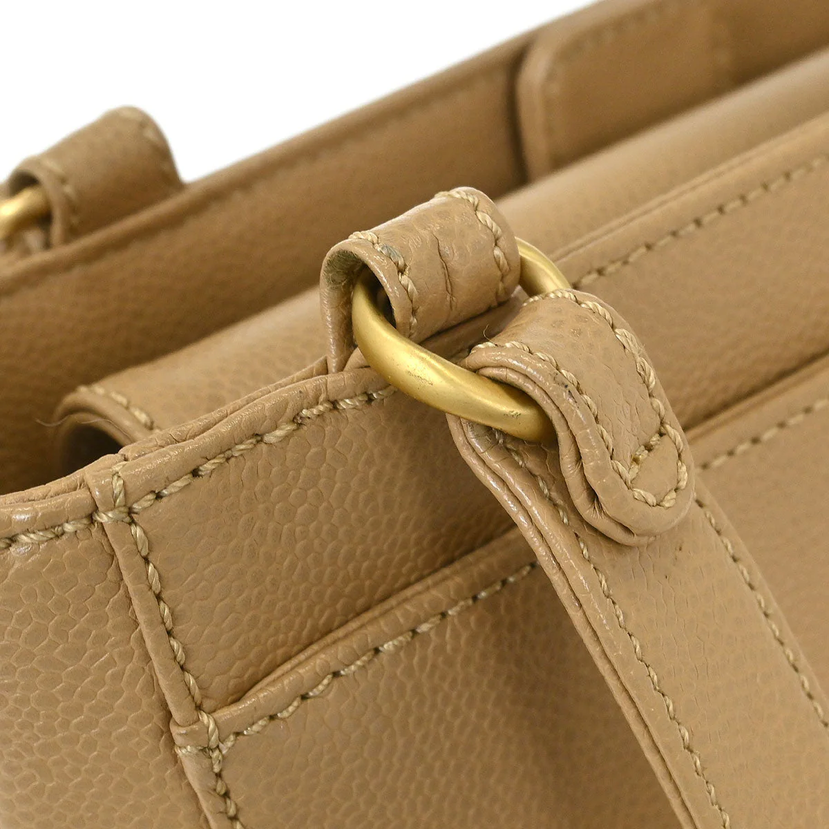 Chanel Beige Caviar 2way Shoulder Tote Bag - Image 6