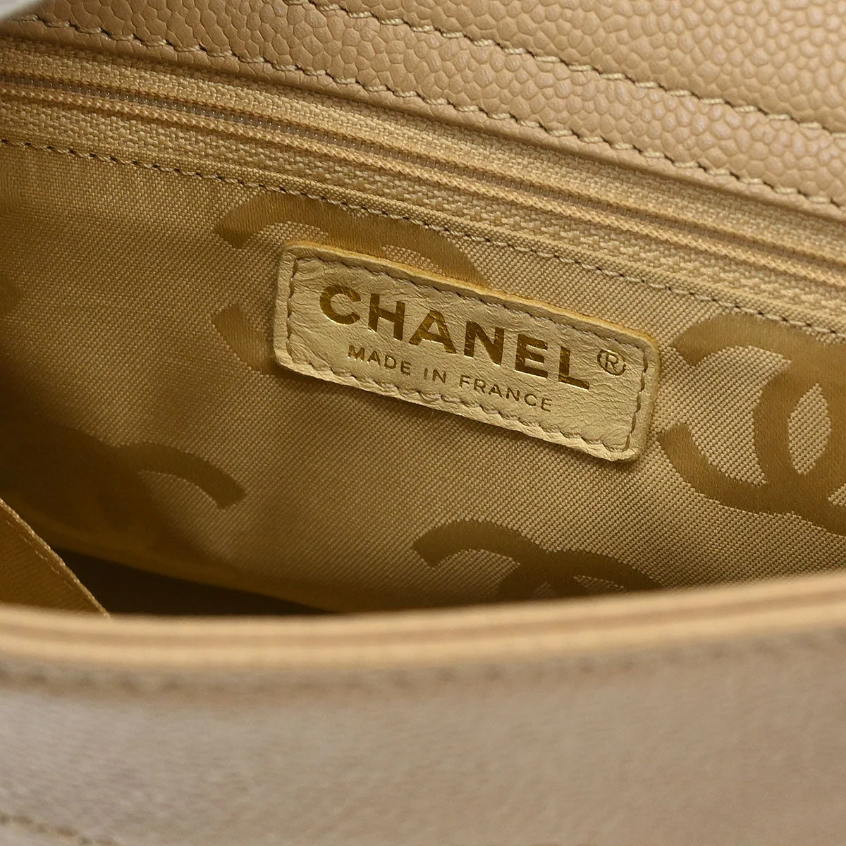 Chanel Beige Caviar 2way Shoulder Tote Bag - Image 9