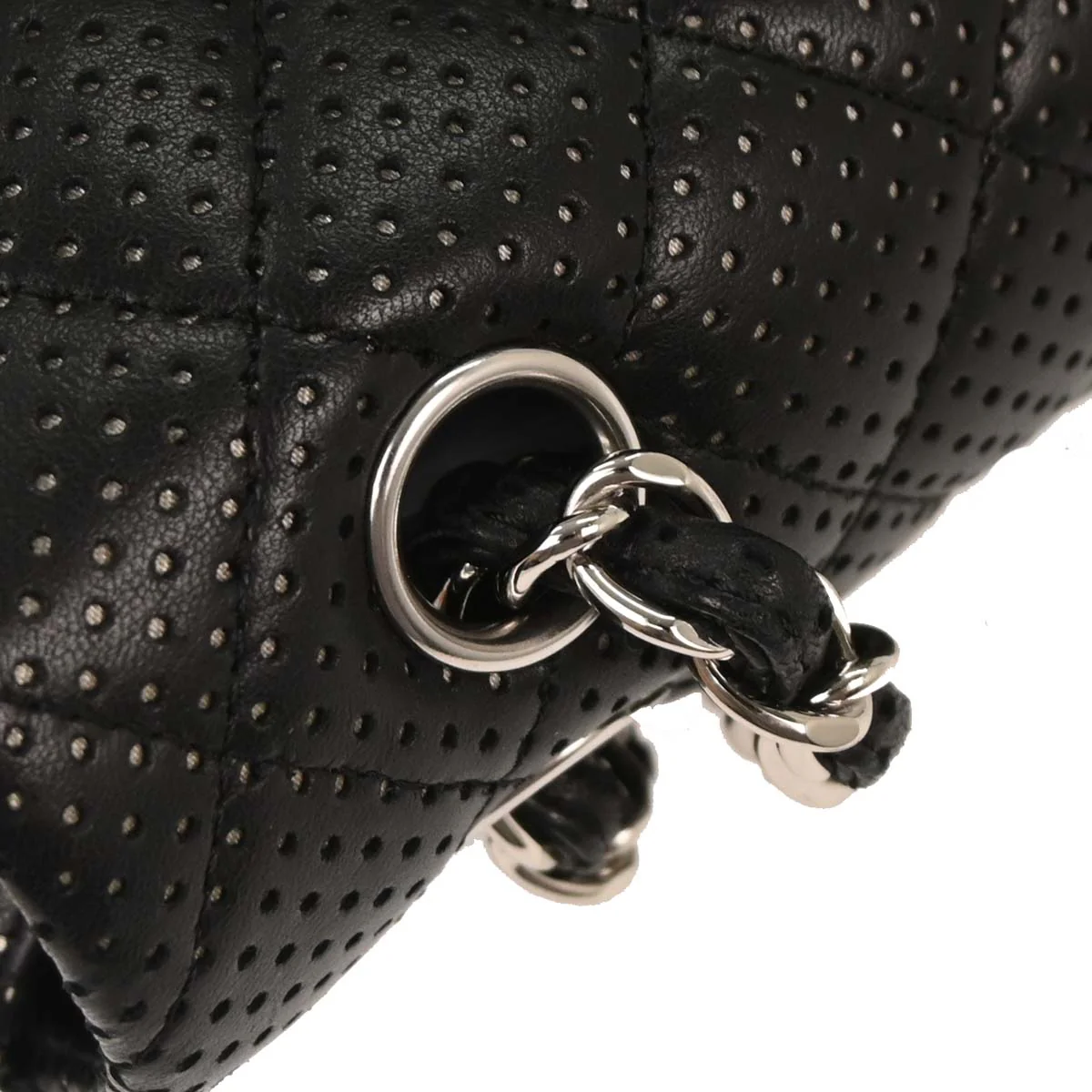 Chanel Black Perforated Calfskin Shoulder Bag - Image 4