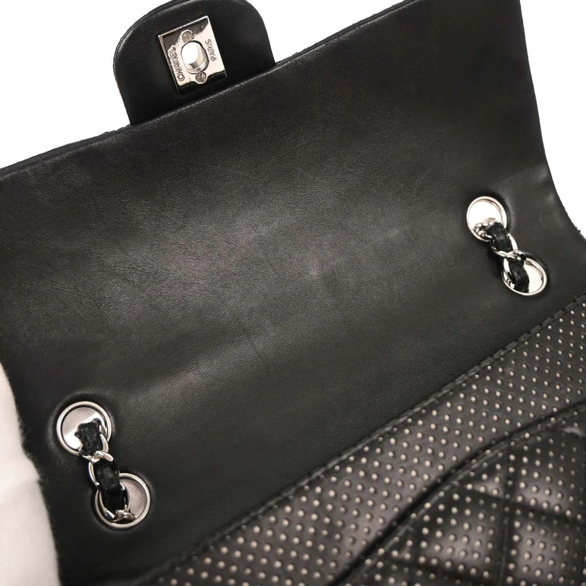 Chanel Black Perforated Calfskin Shoulder Bag - Image 5